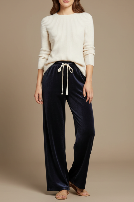 Pantalon Velours Marine Femme