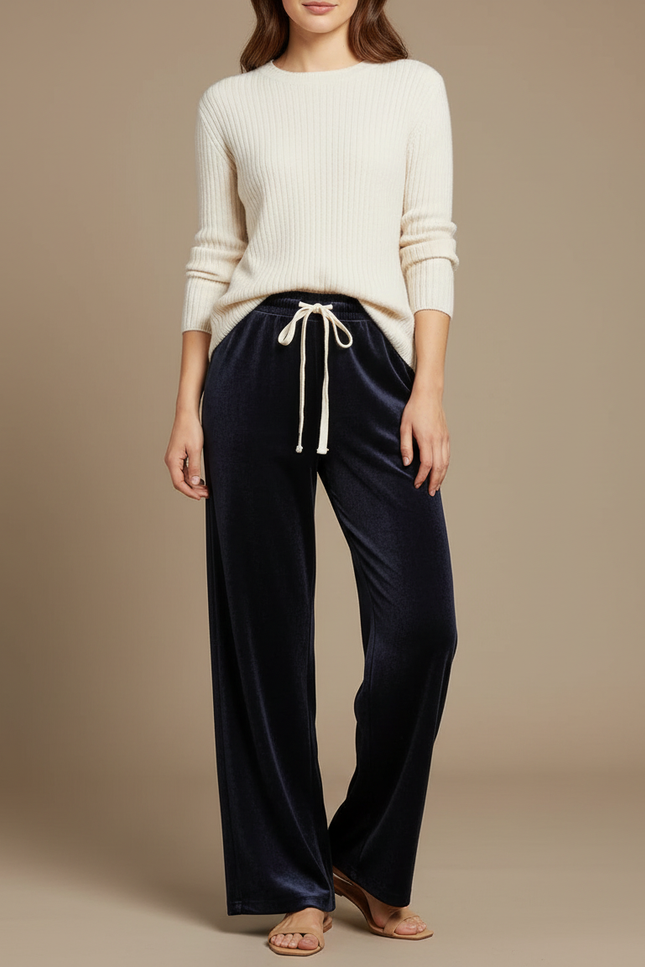 Pantalon Velours Marine Femme