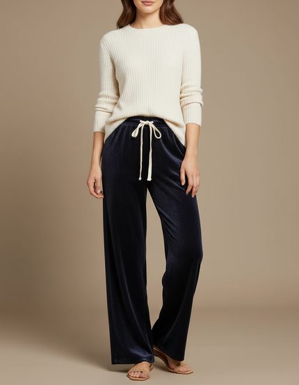 Pantalon Velours Marine Femme