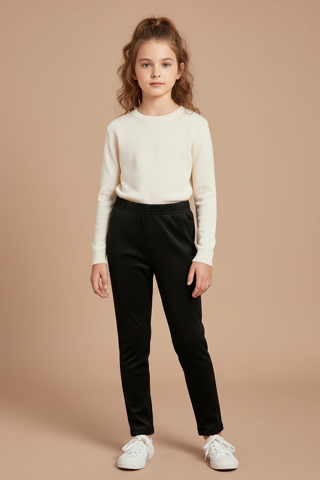 Pantalon Velours Noir Coupe Droite Épais Enfant