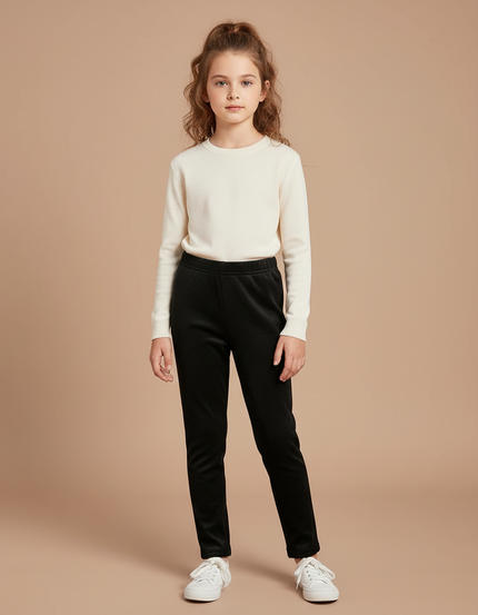 Pantalon Velours Noir Coupe Droite Épais Enfant