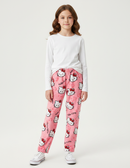 Pantalon Velours Rose Hello Kitty Doux Décontracté Enfant
