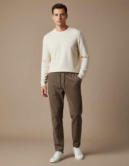 Pantalon Velours Marron Côtelé Décontracté Jogger Homme Cordon - Cordé