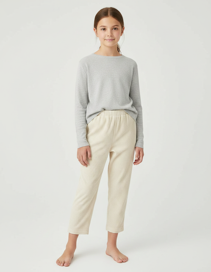 Pantalon Velours Beige Côtelé Ample Enfant Décontracté