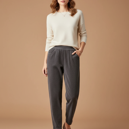 Pantalon Velours Côtelé Gris Décontracté Femme Chic Harem - Cordé