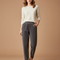 Pantalon Velours Côtelé Gris Décontracté Femme Chic Harem - Cordé