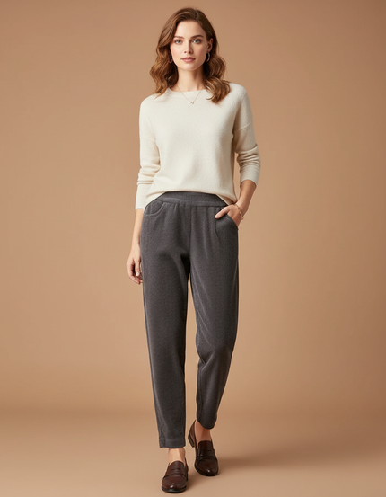 Pantalon Velours Côtelé Gris Décontracté Femme Chic Harem - Cordé