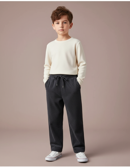 Pantalon Velours Côtelé Gris Ample Enfant Épais - Cordé