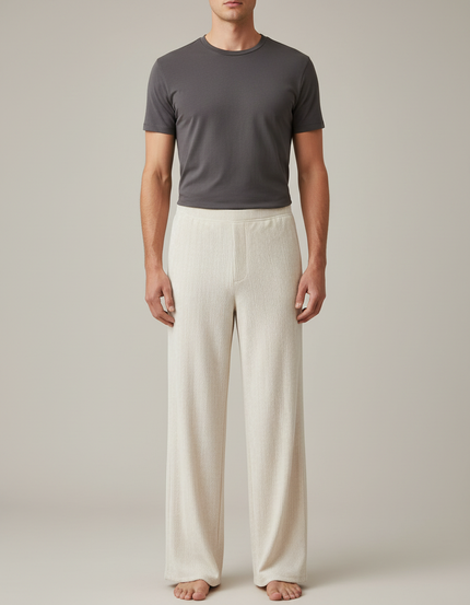 Pantalon Velours Crème Droit Côtelé Décontracté Homme - Beige Cordé
