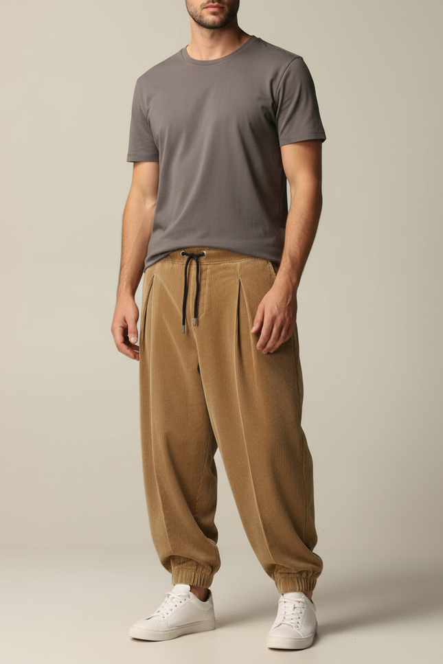 Pantalon Velours Homme Japonais - Camel Cordé