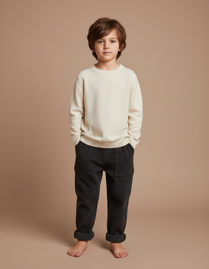 Pantalon Velours Côtelé Gris Ample Confortable Hiver