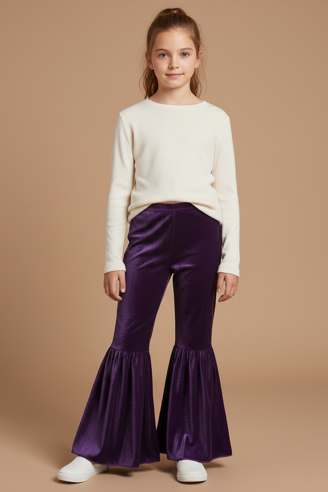 Pantalon Velour Fille - Violet Velours