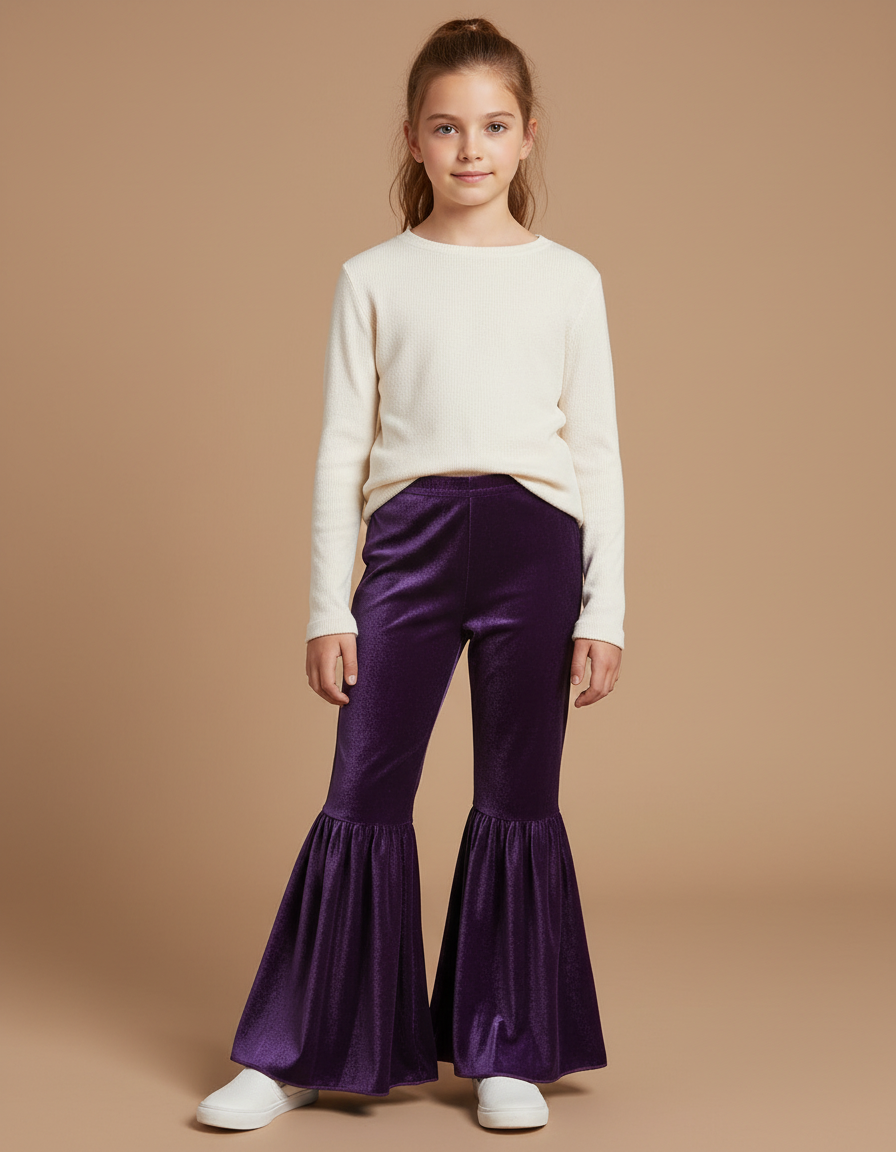 Pantalon Velour Fille - Violet Velours