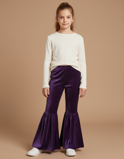 Pantalon Velour Fille - Violet Velours