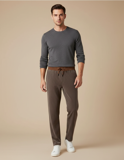 Pantalon Velours Marron Cordon Décontracté Coupe Droite Homme