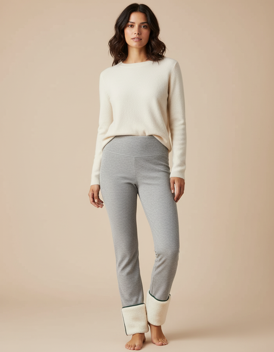 Pantalon Velours Gris Molletonné Chaud Femme Doux