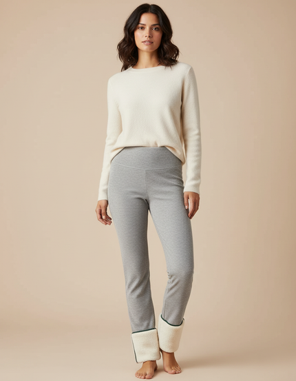 Pantalon Velours Gris Molletonné Chaud Femme Doux