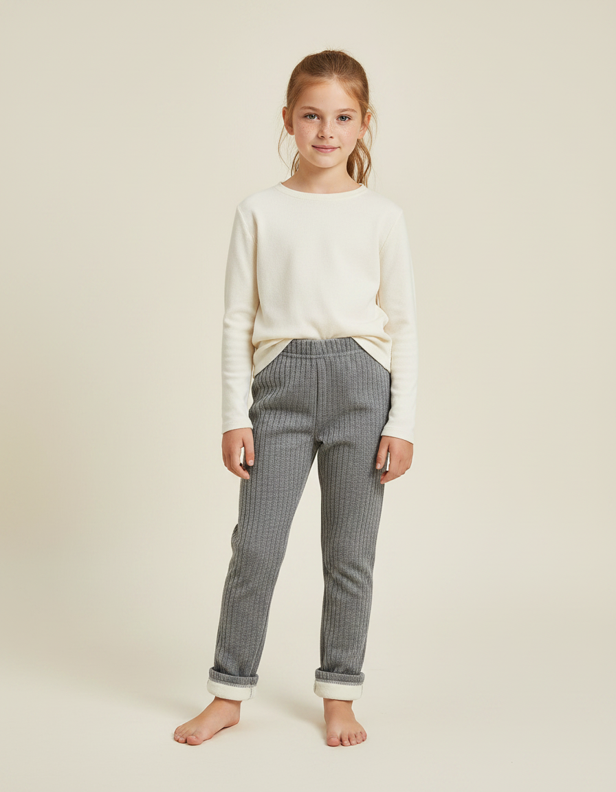 Pantalon Velours Gris Côtelé Enfant Doublé Chaud - Cordé