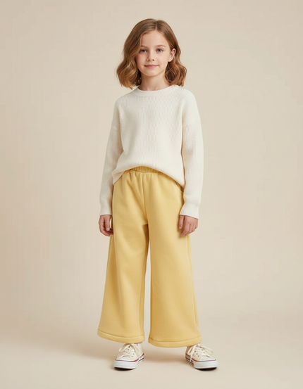 Pantalon Velours Jaune Ample Décontracté Fille