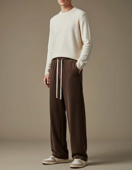 Pantalon Velours Marron Ample Décontracté Homme