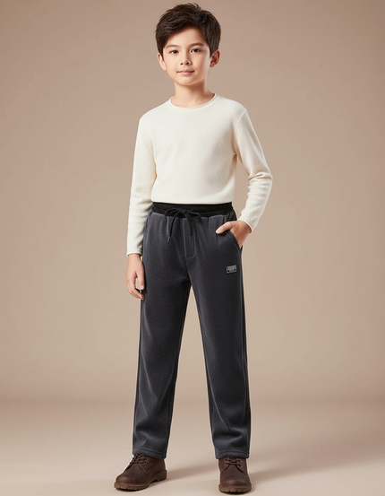 Pantalon Velours Gris Côtelé Droit Ample Enfant - Cordé