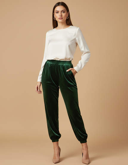 Pantalon Velours Femme Vert Bouteille