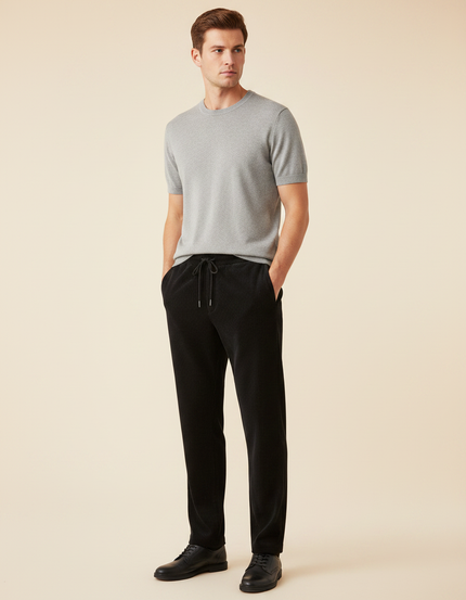 Pantalon Velours Noir Plissé Fluide Décontracté Homme - Cordé