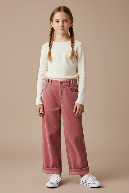 Pantalon Velours Fuchsia - Rose Cordé