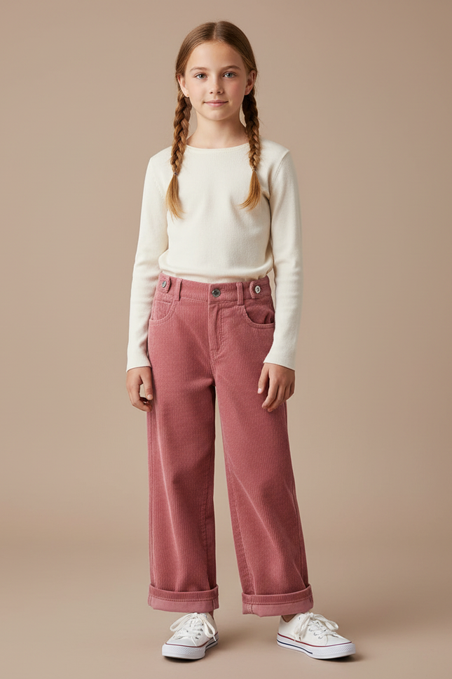 Pantalon Velours Fuchsia - Rose Cordé