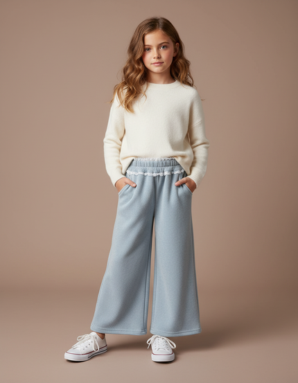 Pantalon Velours Large Bleu Clair Enfant Doux