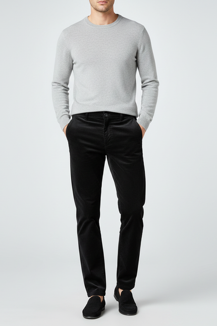 Pantalon Velour Homme Noir - Cordé