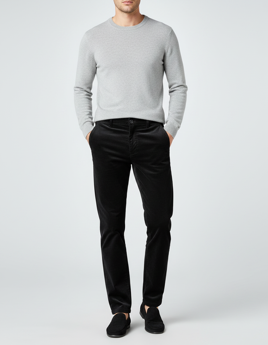 Pantalon Velour Homme Noir - Cordé
