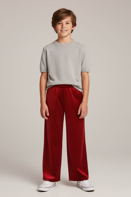 Pantalon Velours Rouge Ample Fluide Enfant