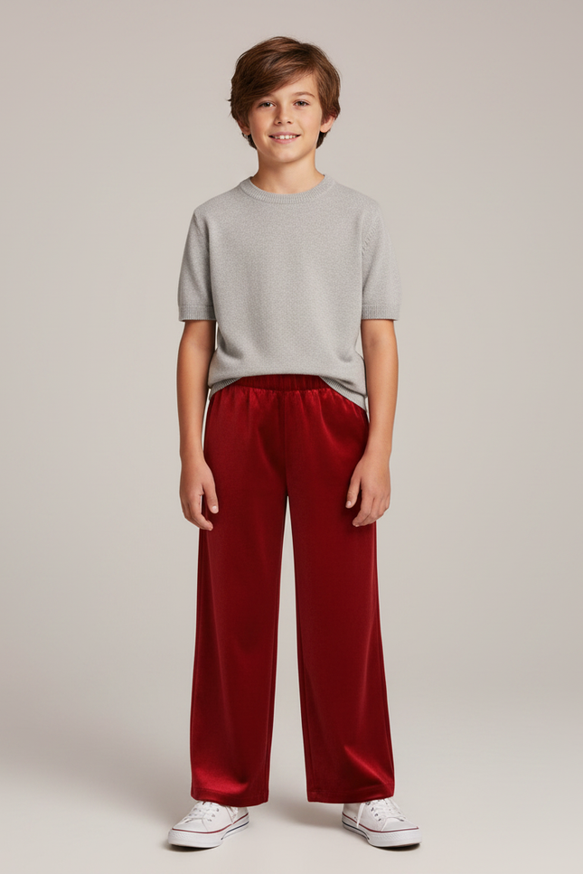 Pantalon Velours Rouge Ample Fluide Enfant