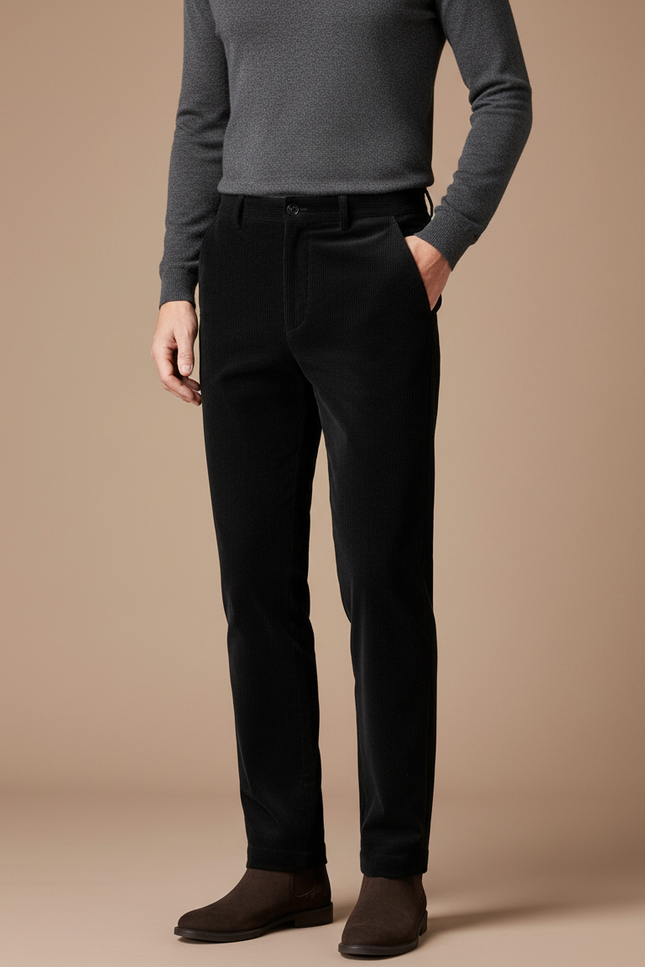 Pantalon Velours Homme Senior - Noir Cordé