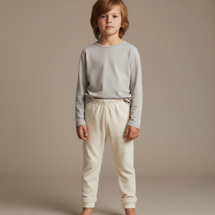 Pantalon Velours Blanc Bebe - Beige Cordé