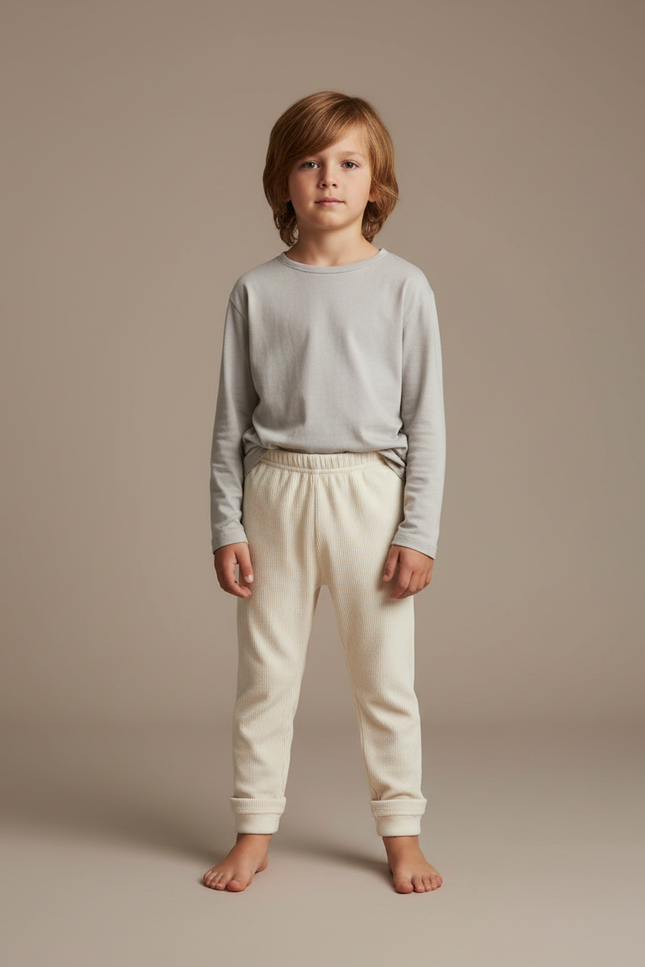 Pantalon Velours Blanc Bebe - Beige Cordé