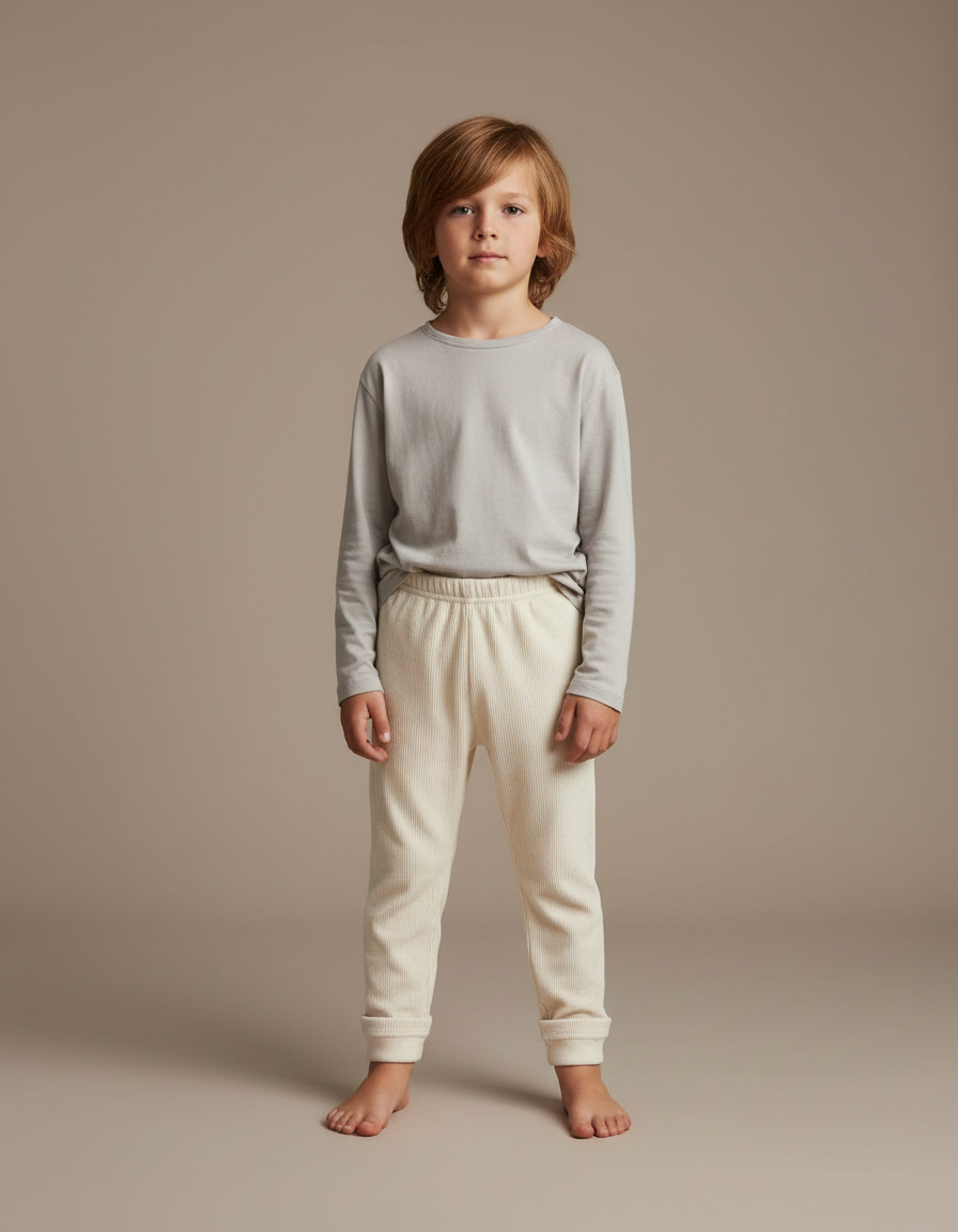 Pantalon Velours Blanc Bebe - Beige Cordé