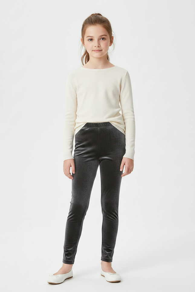 Pantalon Velours Gris Slim Uni Enfant Doux