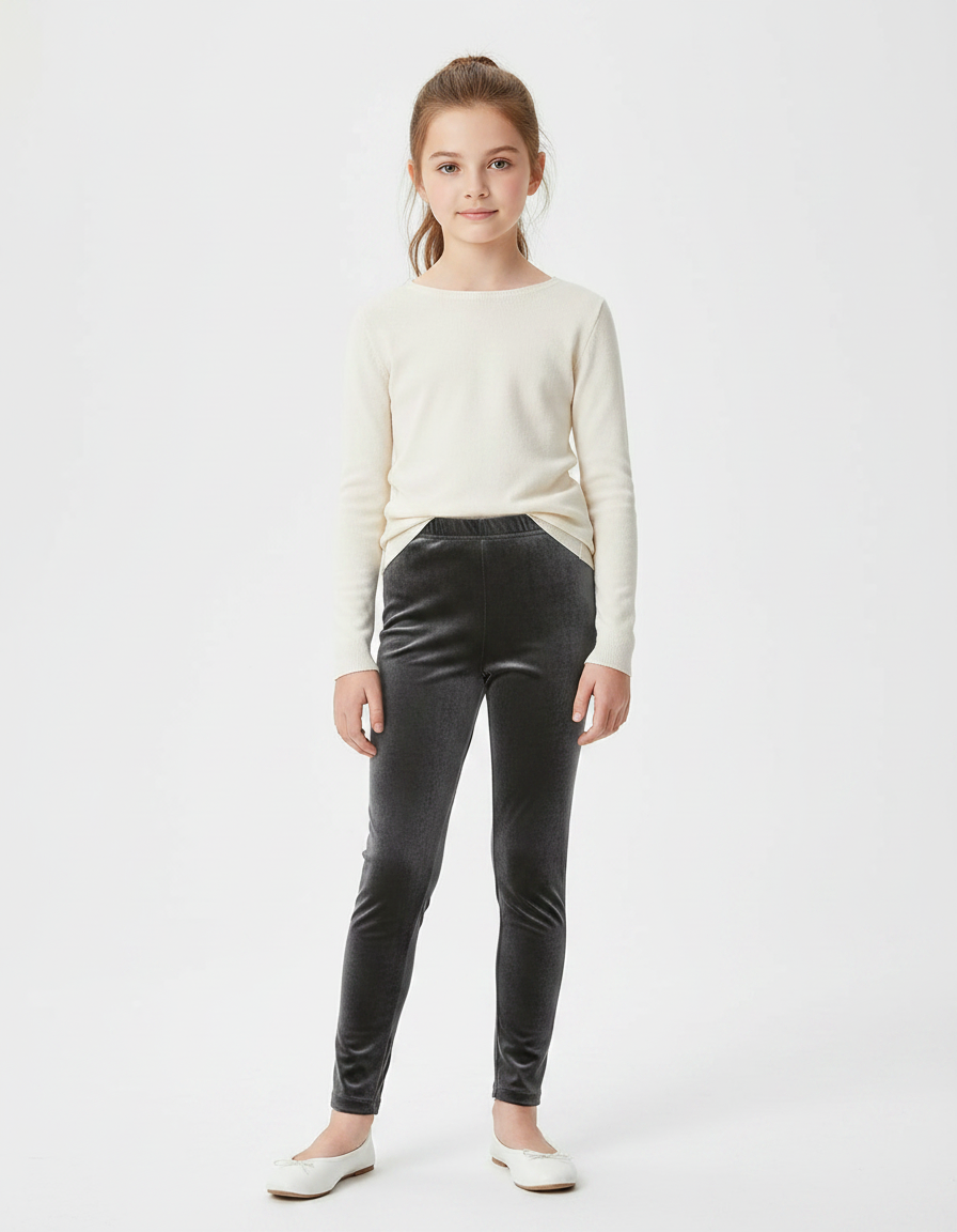 Pantalon Velours Gris Slim Uni Enfant Doux
