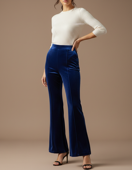 Pantalon Velours Flare Femme - Bleu