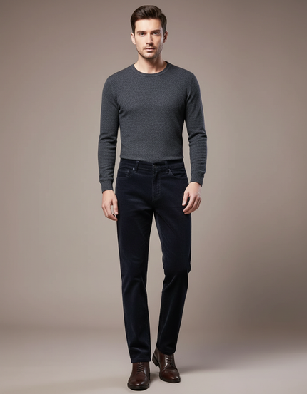 Pantalon Velours Cotelé Homme Noir - Marine Cordé