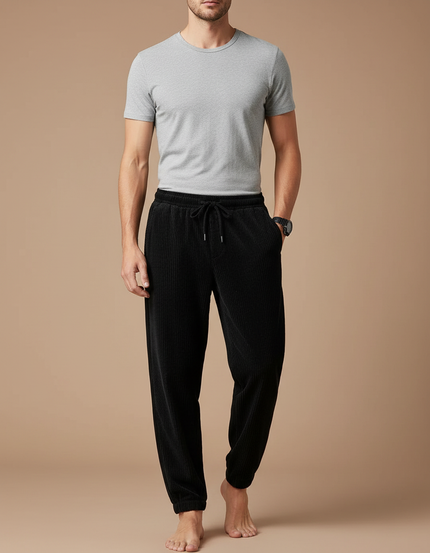 Pantalon Velours Homme Taille Réglable - Noir Cordé