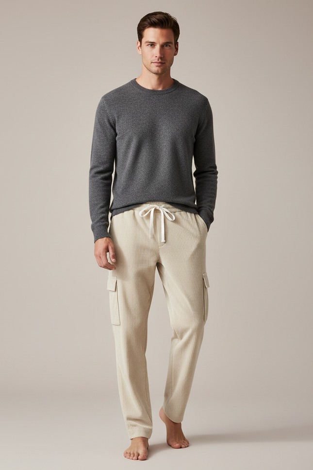 Pantalon Velour Cargo - Beige Cordé