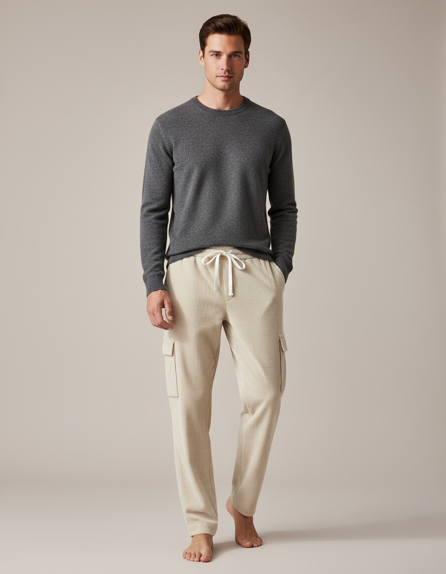 Pantalon Velour Cargo - Beige Cordé