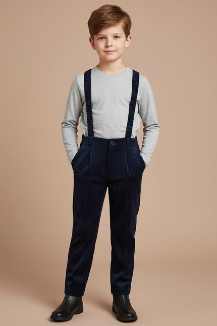 Pantalon Velours Cotelé Bleu - Marine