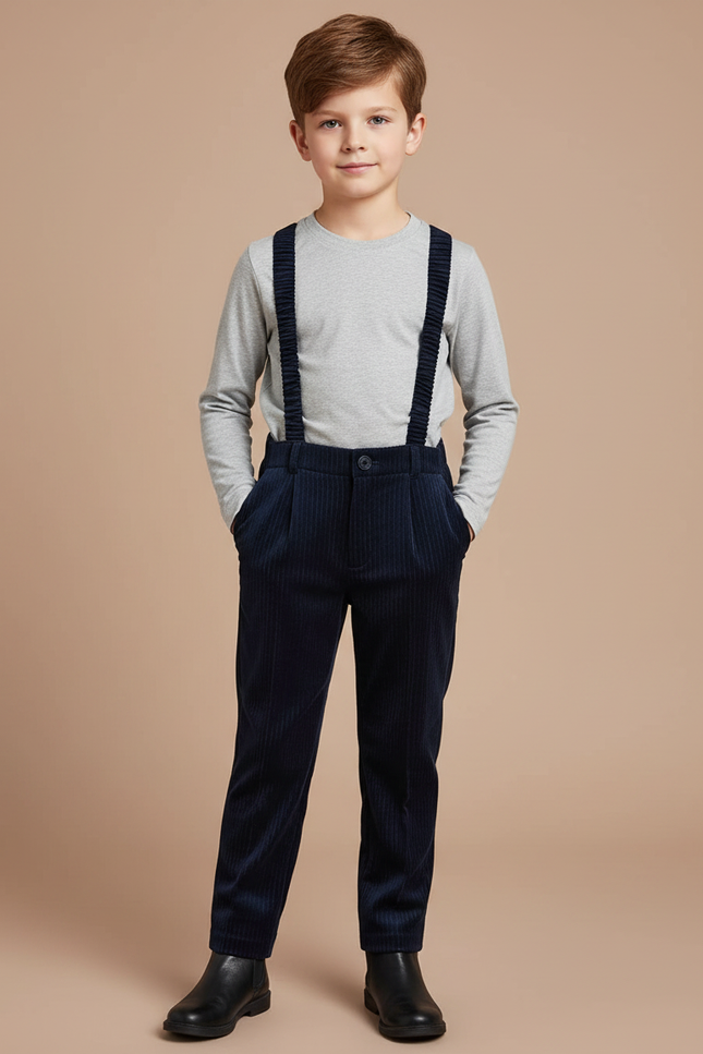 Pantalon Velours Cotelé Bleu - Marine