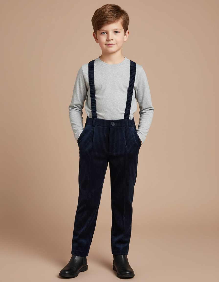 Pantalon Velours Cotelé Bleu - Marine