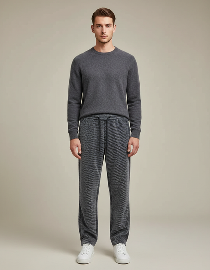 Pantalon Velours Gris Rayé Décontracté Homme