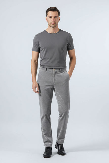 Pantalon Velours Elasthanne Homme - Gris Cordé